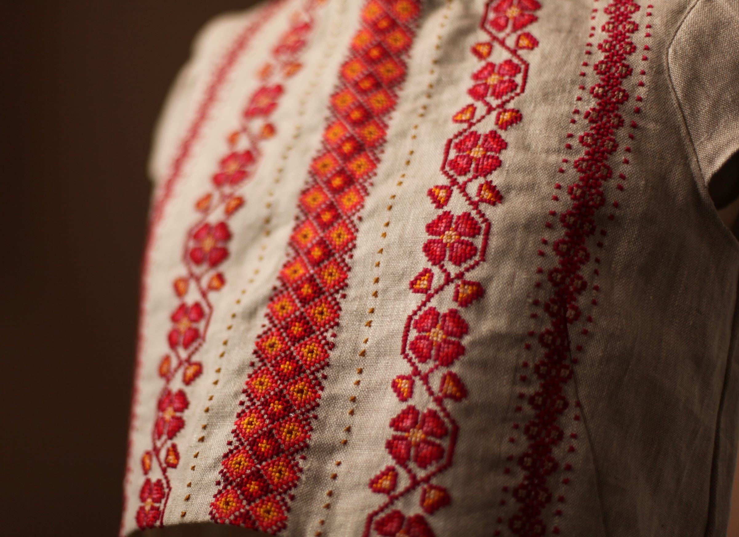 orange Ukrainian embroidered shirt