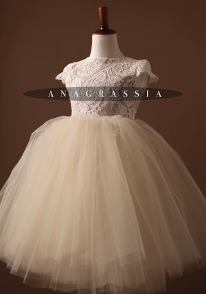 champagne flower girl dress tulle lace