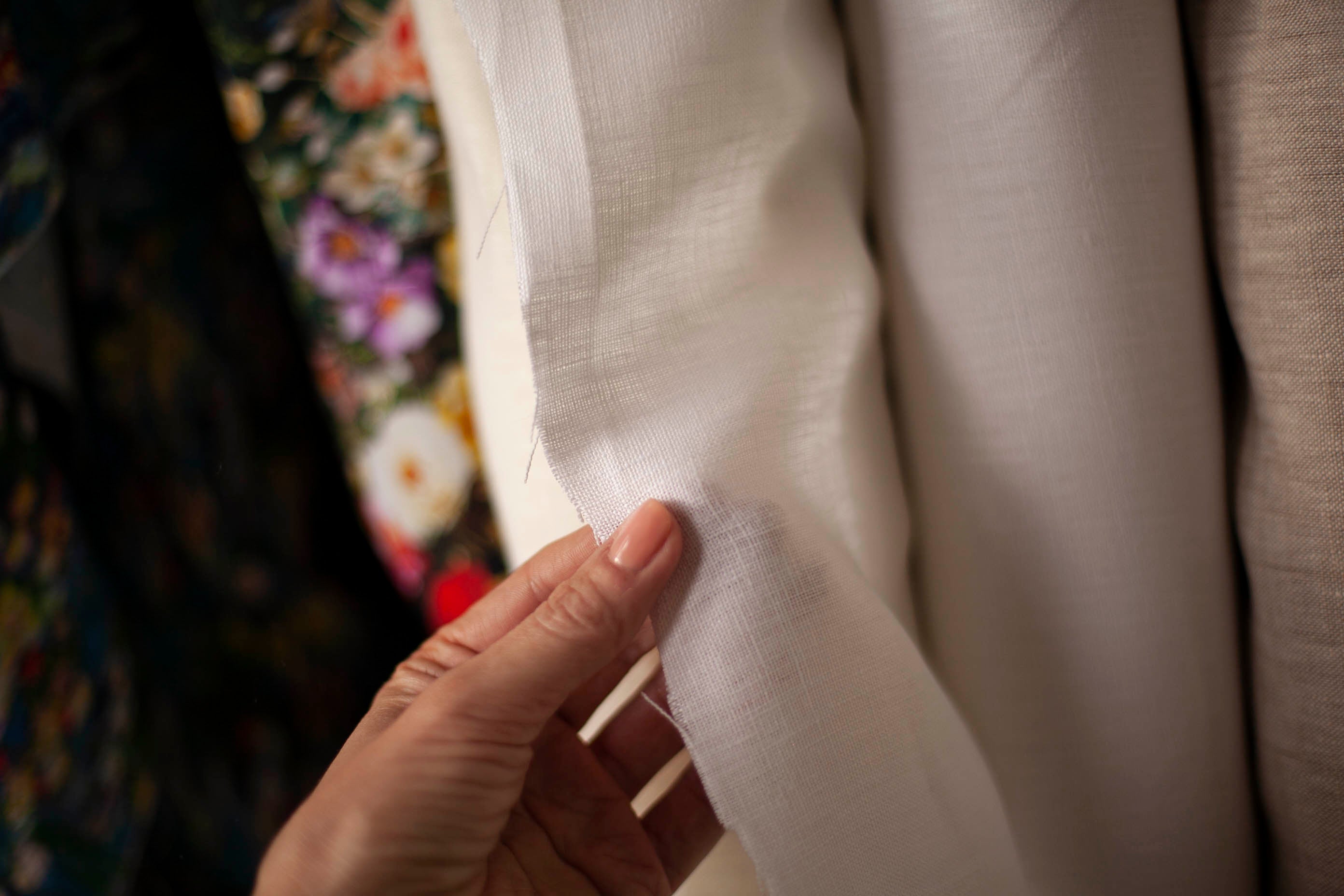 white heavyweight linen