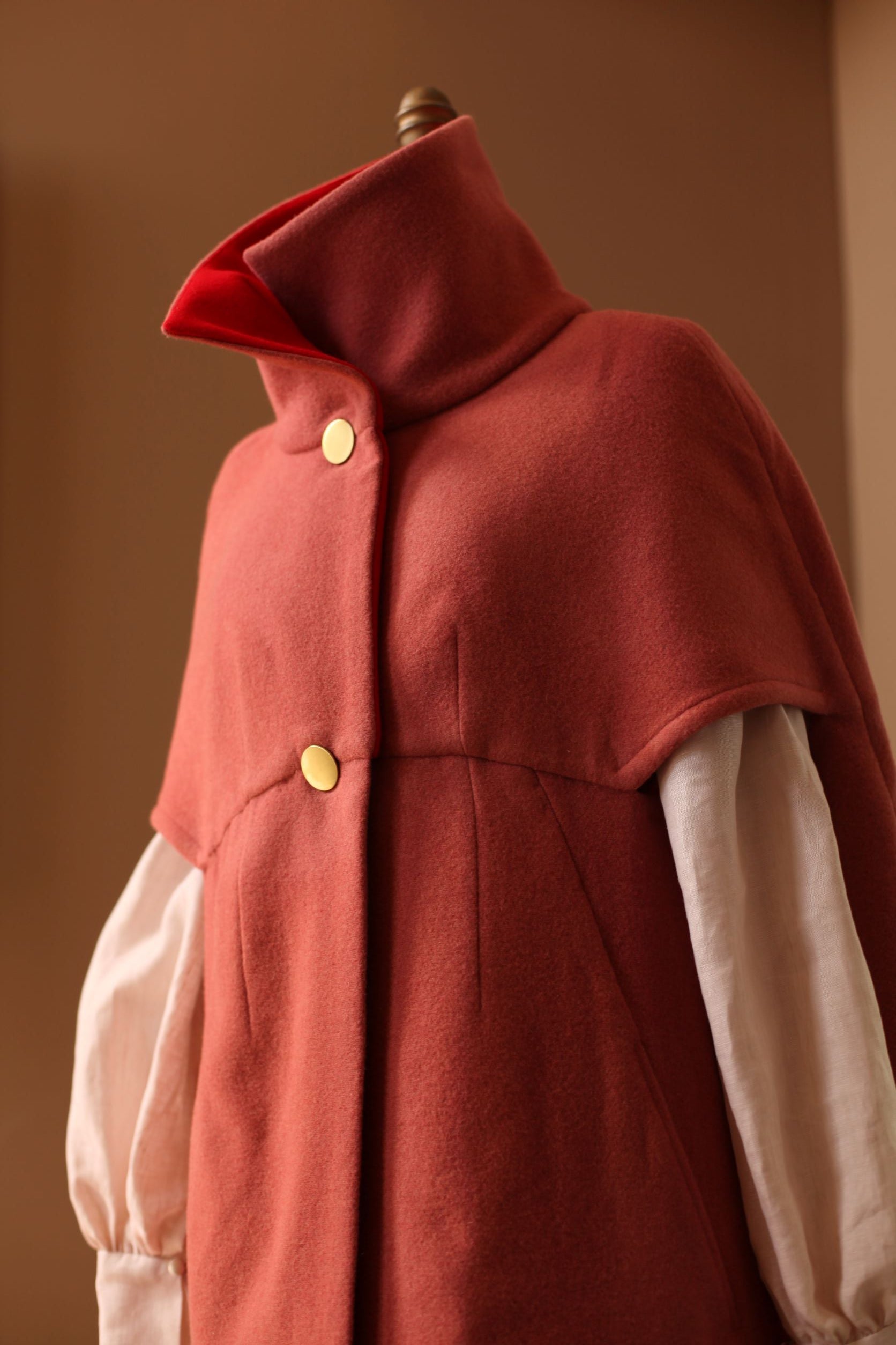 wide collar wool cape